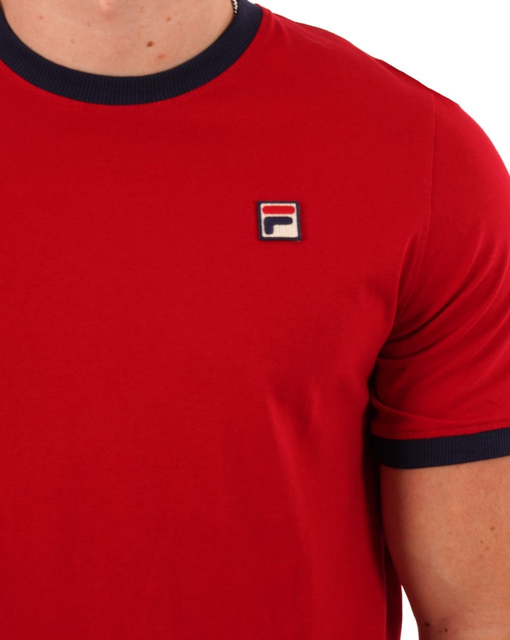 Fila Vintage Ringer T-Shirt Dunkelrot/Marineblau