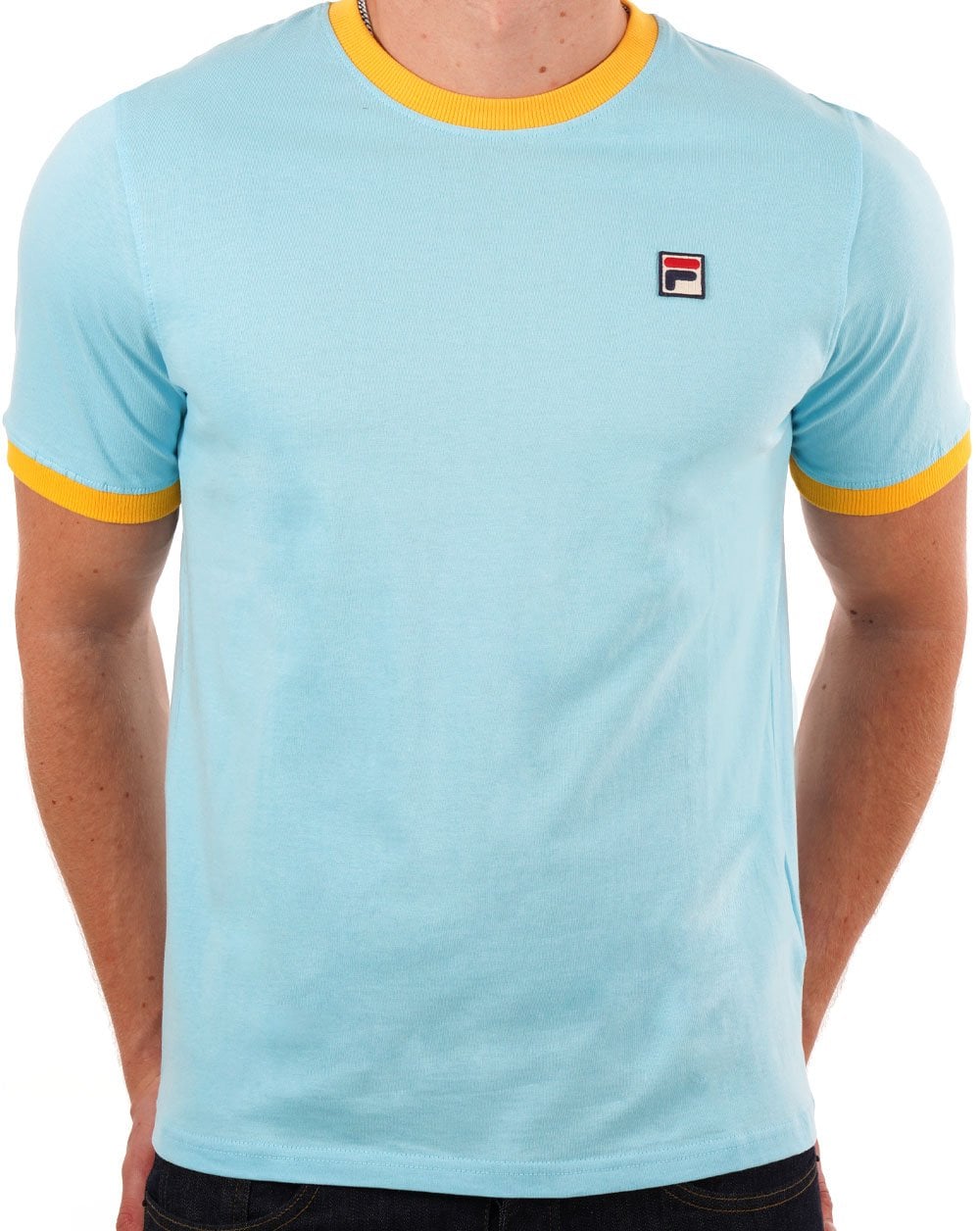 Fila Vintage Ringer T-Shirt Himmelblau/Bernsteingelb