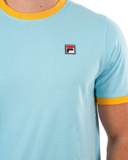 Fila Vintage Ringer T-Shirt Himmelblau/Bernsteingelb