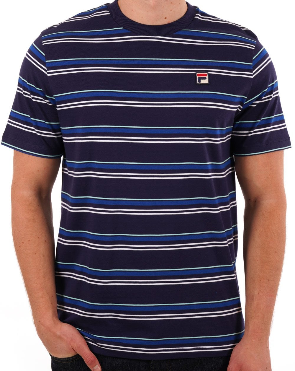 Fila Vintage Stan gestreiftes T-Shirt Marineblau