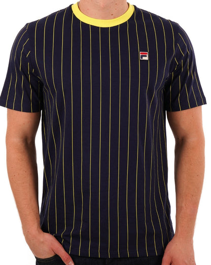 Fila Vintage Nadelstreifen-T-Shirt Marineblau/Gelb