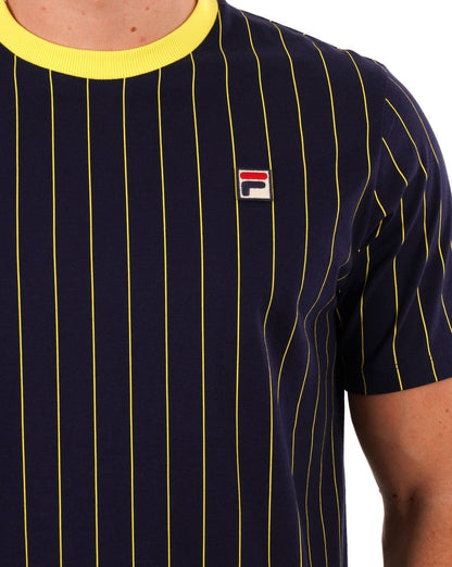 Fila Vintage Nadelstreifen-T-Shirt Marineblau/Gelb