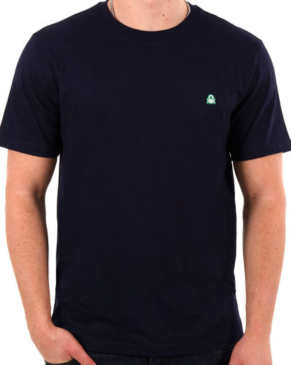 Benetton – T-Shirt mit kleinem Logo in Marineblau