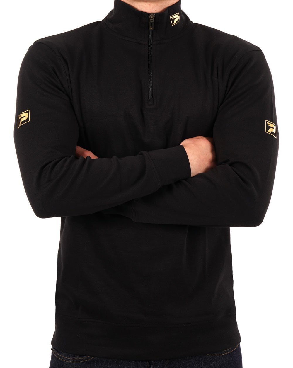 Patrick Villan 1/4 Zip Top Schwarz/Gold