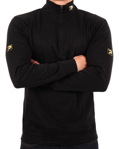 Patrick Villan 1/4 Zip Top Schwarz/Gold