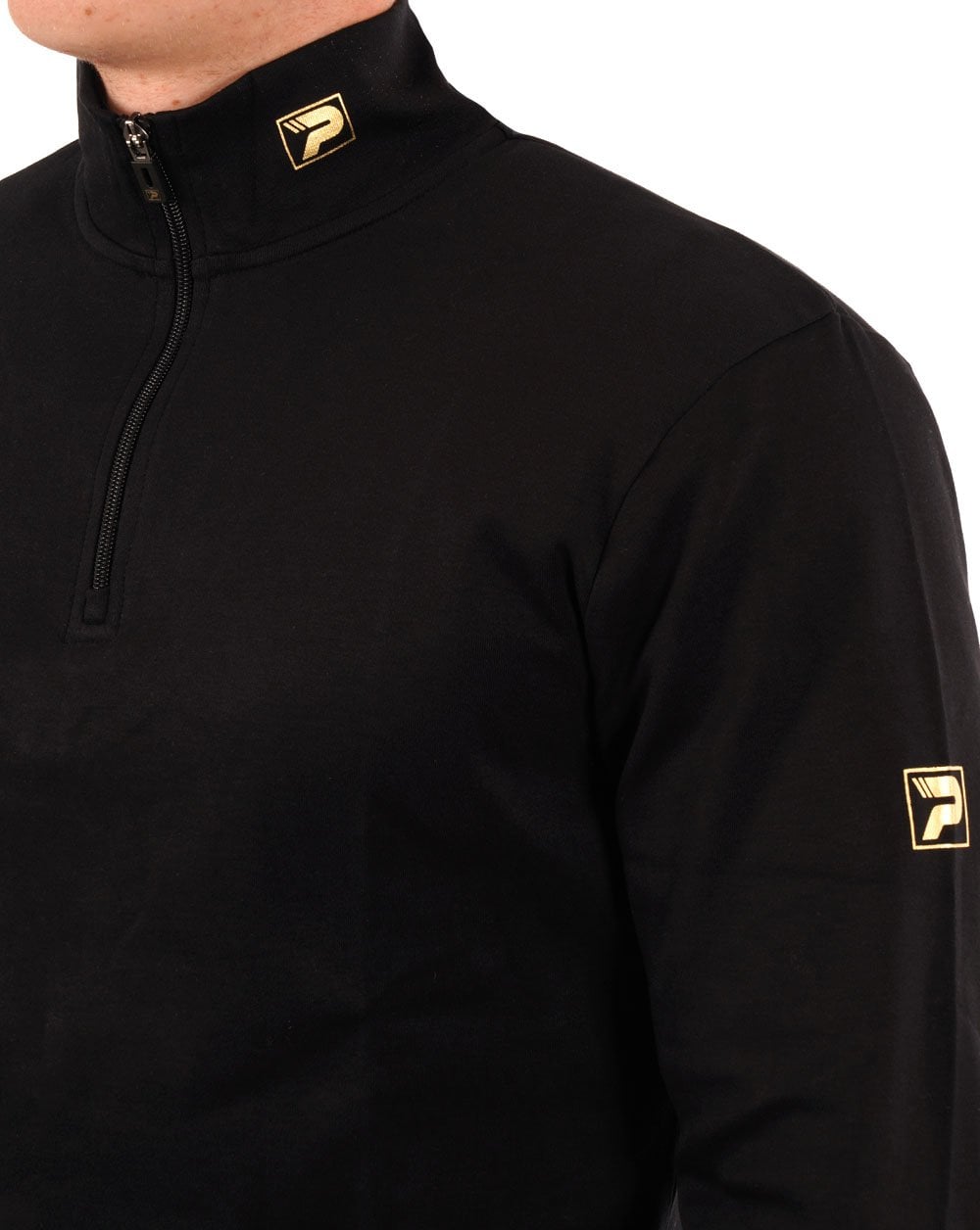 Patrick Villan 1/4 Zip Top Schwarz/Gold