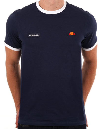 Ellesse Ringer T-Shirt Marineblau/Weiß
