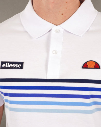 Ellesse – Poloshirt mit mehreren Streifen, Weiß/Blau