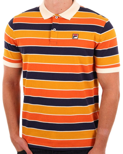 Fila Vintage Poloshirt mit Streifen Orange/Marineblau