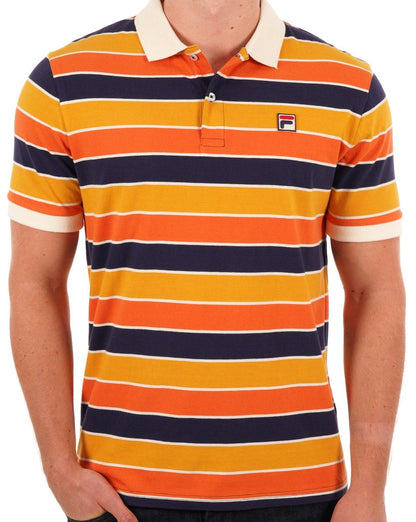 Fila Vintage Poloshirt mit Streifen Orange/Marineblau