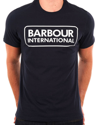 Barbour International Block Logo T-Shirt Marineblau/Weiß