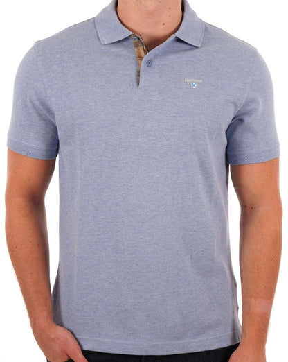 Barbour Tartan-Piqué-Poloshirt Himmelblau