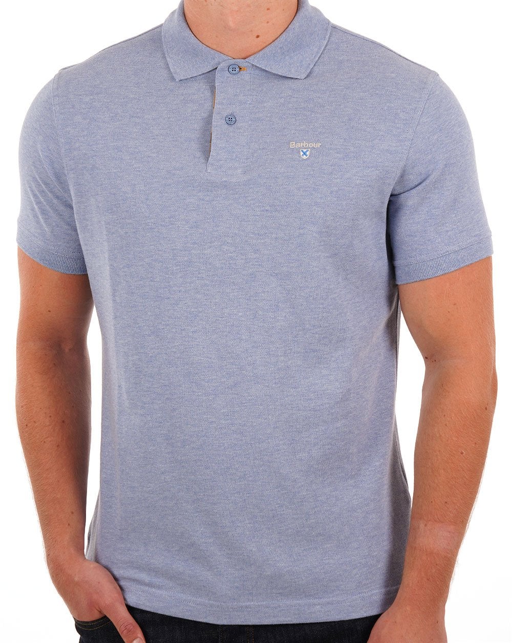 Barbour Tartan-Piqué-Poloshirt Himmelblau