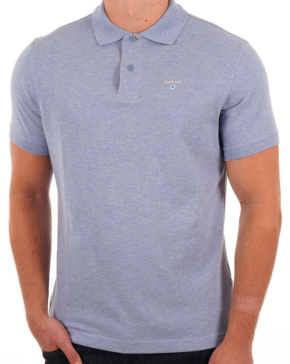 Barbour Tartan-Piqué-Poloshirt Himmelblau