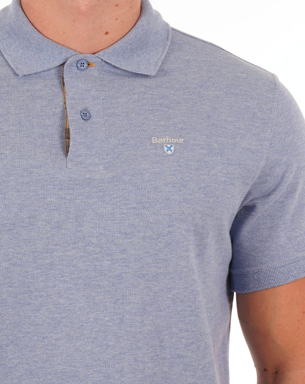 Barbour Tartan-Piqué-Poloshirt Himmelblau