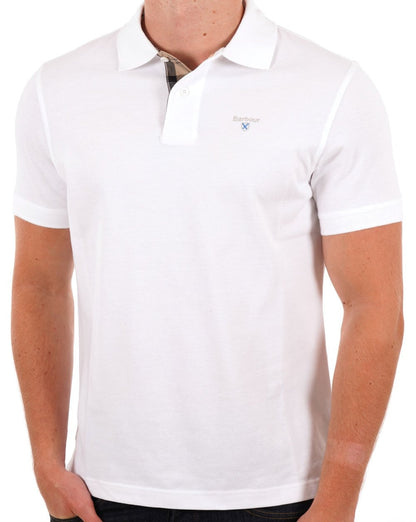 Barbour Tartan Piqué Poloshirt Weiß