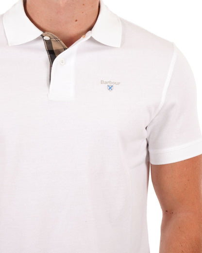 Barbour Tartan Piqué Poloshirt Weiß