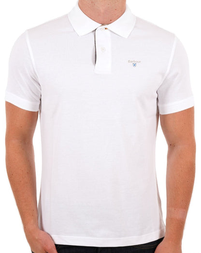 Barbour Tartan Piqué Poloshirt Weiß