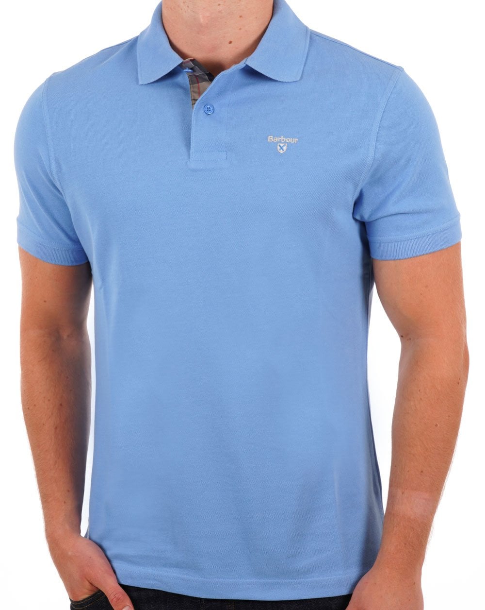 Barbour Tartan Piqué Polo Blau