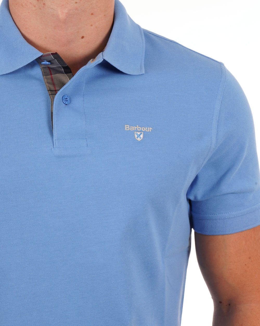 Barbour Tartan Piqué Polo Blau