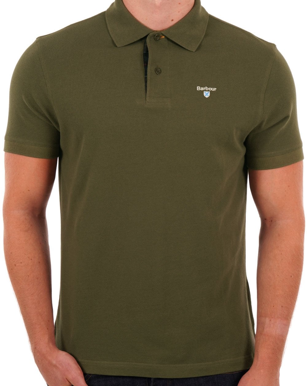 Barbour Tartan-Piqué-Poloshirt in Dunkeloliv