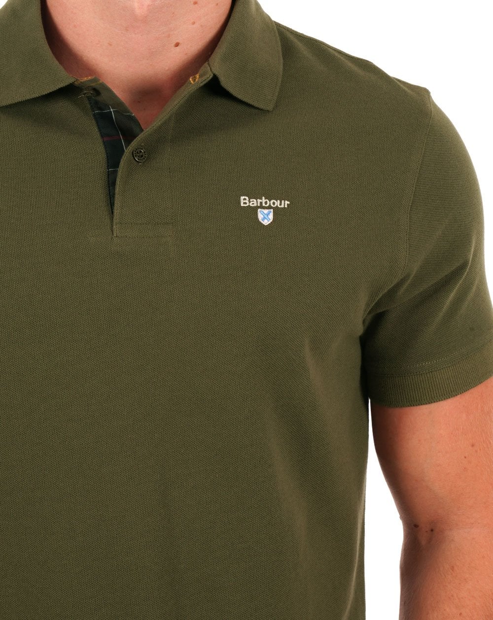 Barbour Tartan-Piqué-Poloshirt in Dunkeloliv