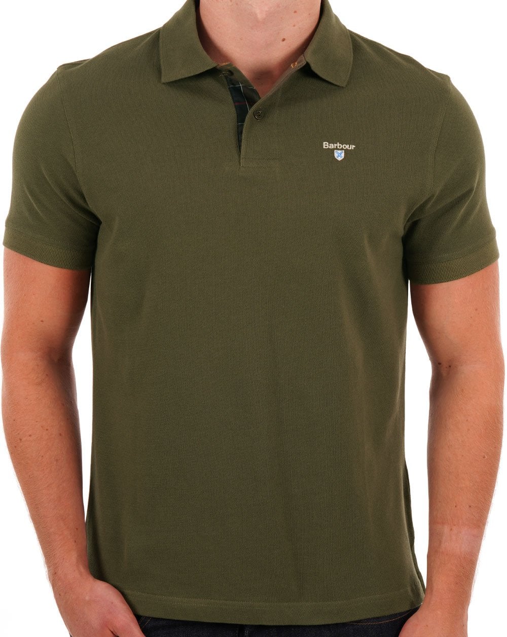 Barbour Tartan-Piqué-Poloshirt in Dunkeloliv
