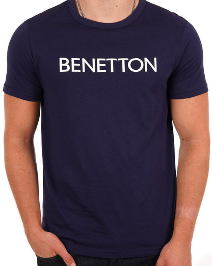 Benetton Logo T-Shirt Marineblau/Weiß