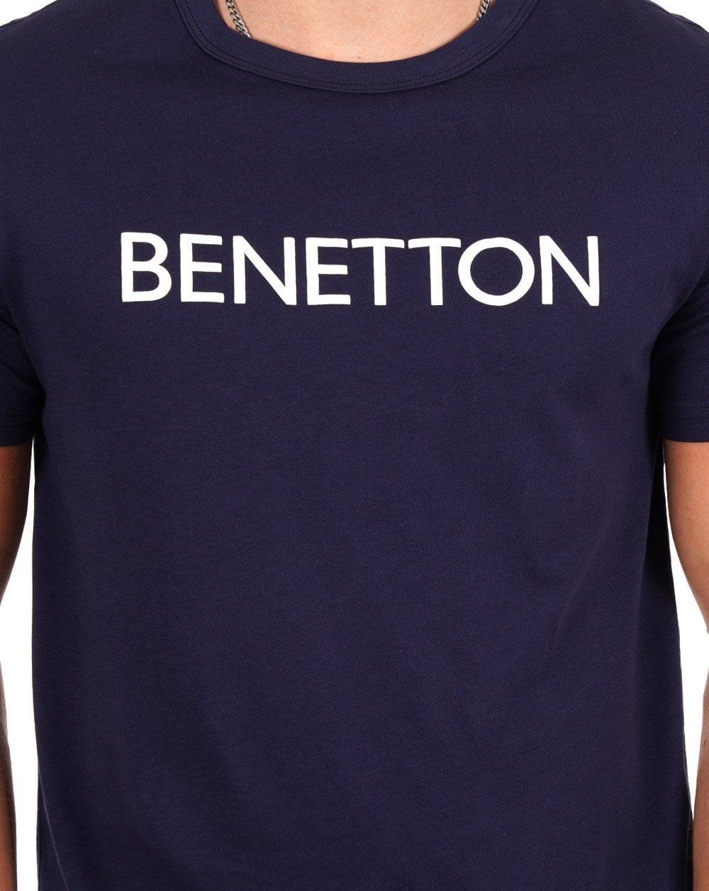 Benetton Logo T-Shirt Marineblau/Weiß