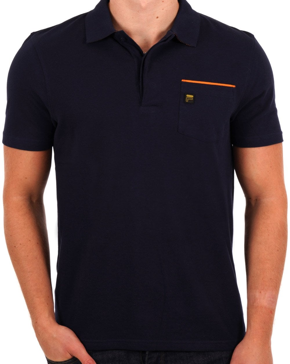 Fila Gold Bruni Polo Shirt Navy/Orange