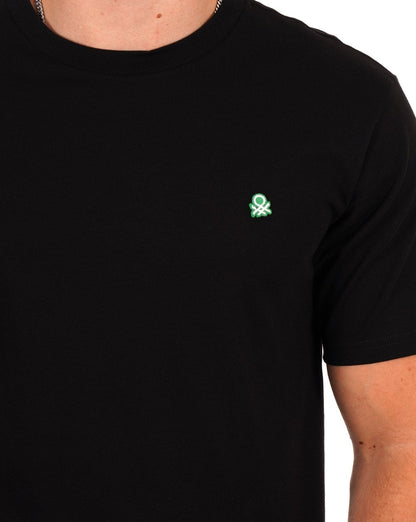 Benetton T-Shirt mit kleinem Logo in Schwarz