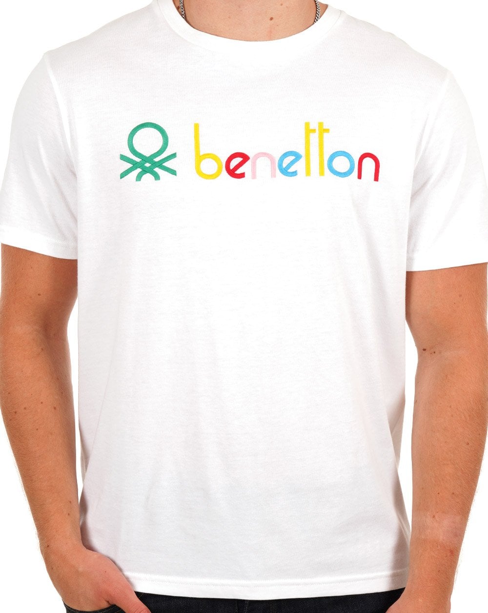 Benetton Colours Logo T-Shirt Weiß