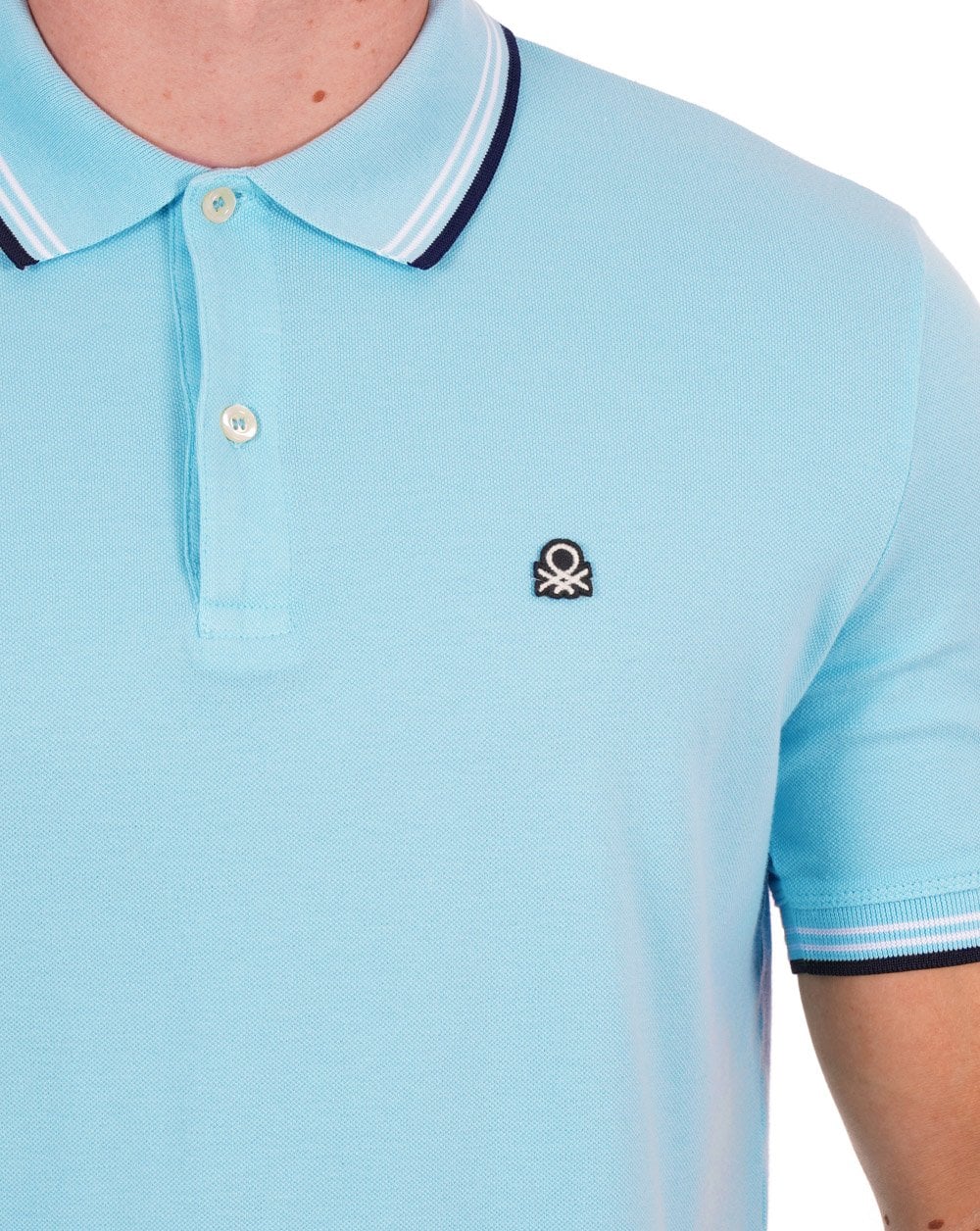 Benetton Poloshirt mit Streifen in Hellblau