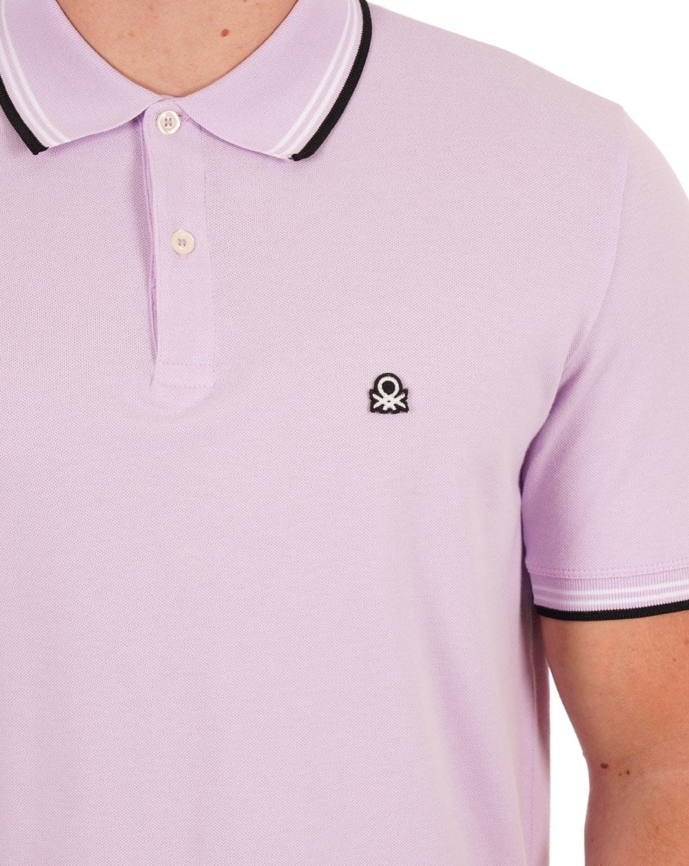 Benetton Poloshirt mit Streifen in Flieder