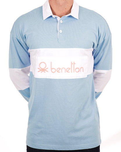 Benetton Rugby-Shirt Himmelblau/Weiß