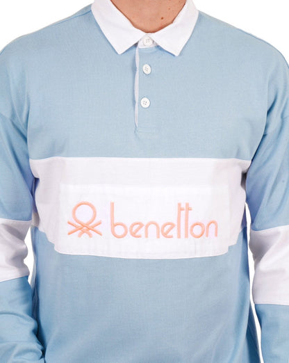 Benetton Rugby-Shirt Himmelblau/Weiß