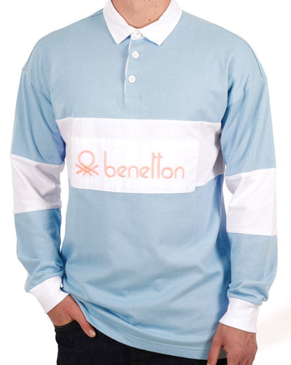 Benetton Rugby-Shirt Himmelblau/Weiß