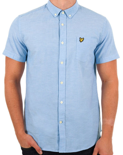Lyle And Scott – Kurzärmliges Oxford-Hemd in Himmelblau