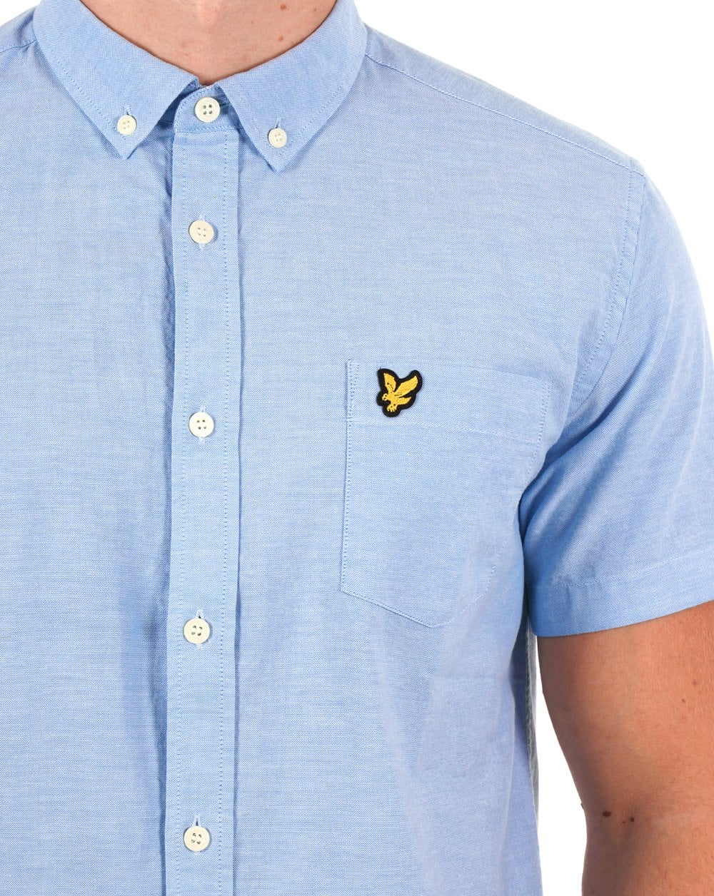 Lyle And Scott Short Sleeve Oxford Shirt in Sky Blue