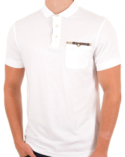 Barbour Tartan Pocket Polo Weiß
