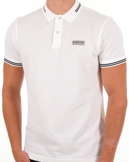 Barbour International Poloshirt mit Streifen in Weiß