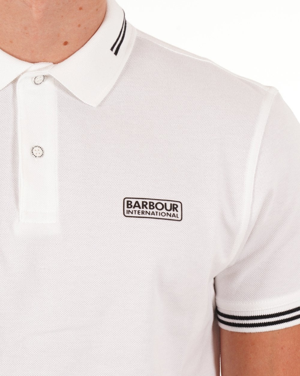Barbour International Poloshirt mit Streifen in Weiß