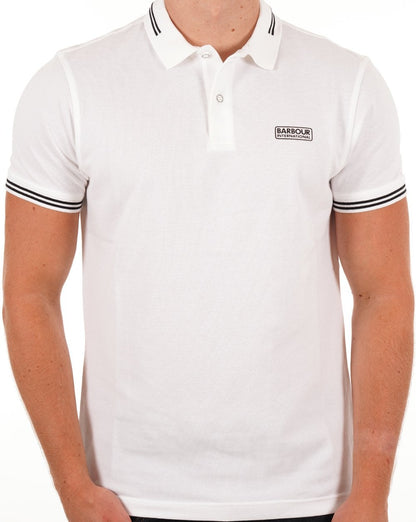 Barbour International Poloshirt mit Streifen in Weiß