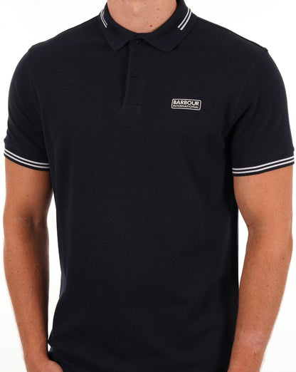 Barbour International Poloshirt mit Streifen Marineblau/Weiß