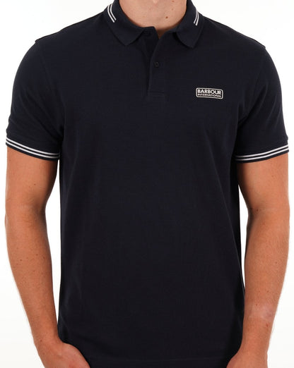 Barbour International Poloshirt mit Streifen Marineblau/Weiß