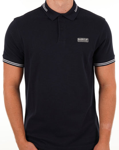 Barbour International Poloshirt mit Streifen Marineblau/Weiß