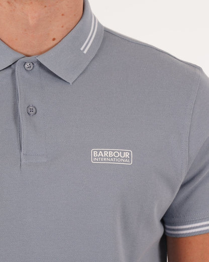 Barbour International Poloshirt mit Streifen in Puderblau