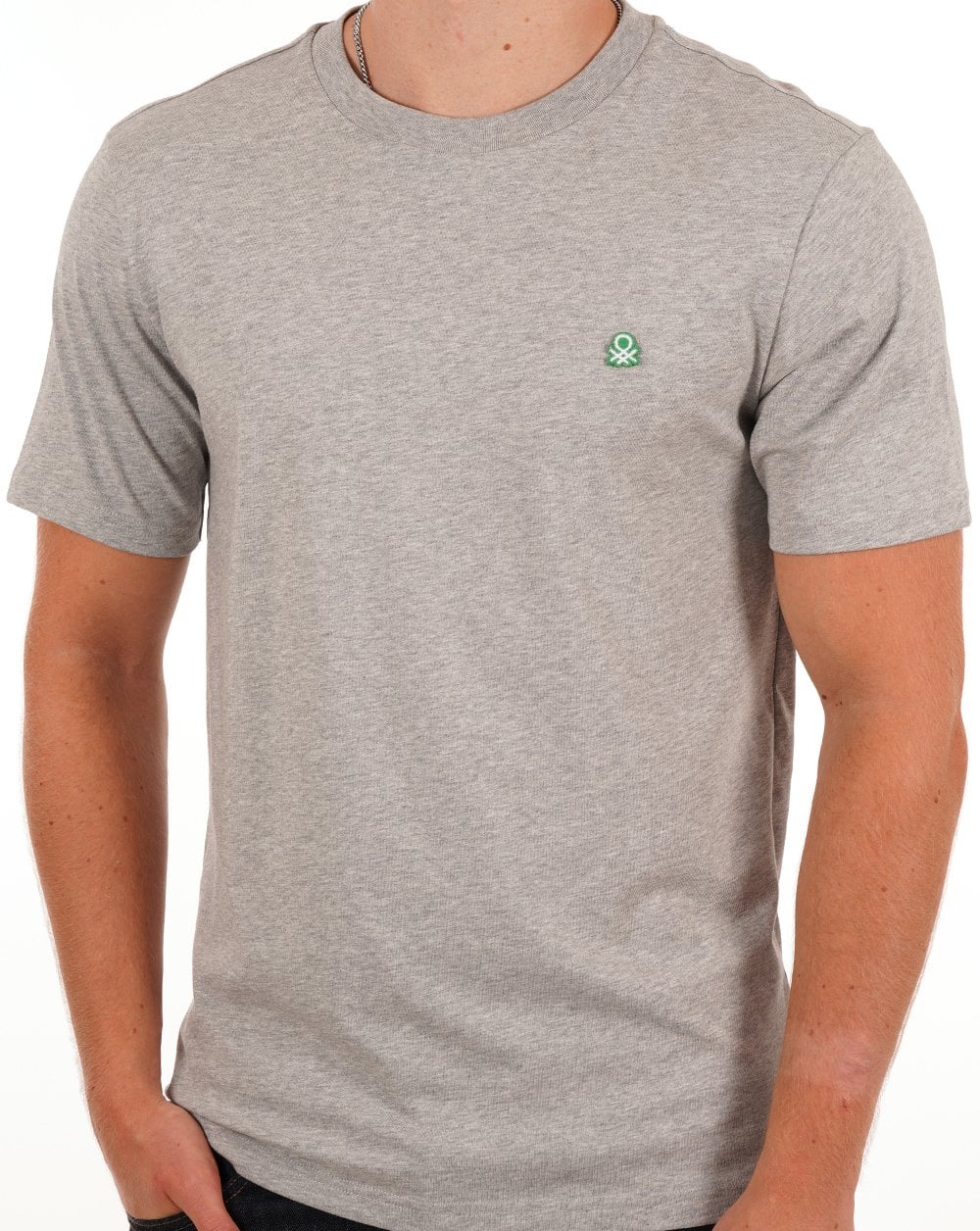 Benetton T-Shirt mit kleinem Logo in Grau