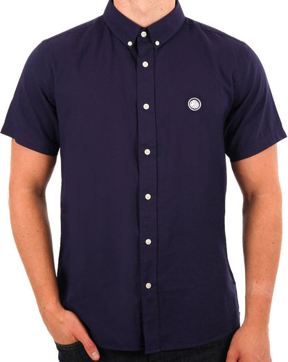 Pretty Green Oxford Kurzarmhemd Marineblau