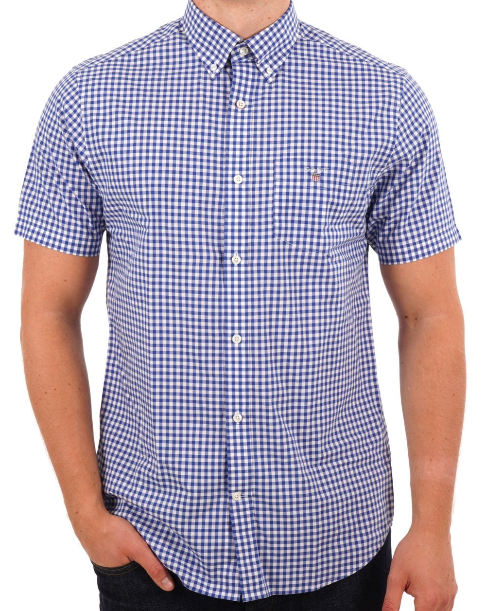 Gant Gingham Kurzarmhemd College Blau